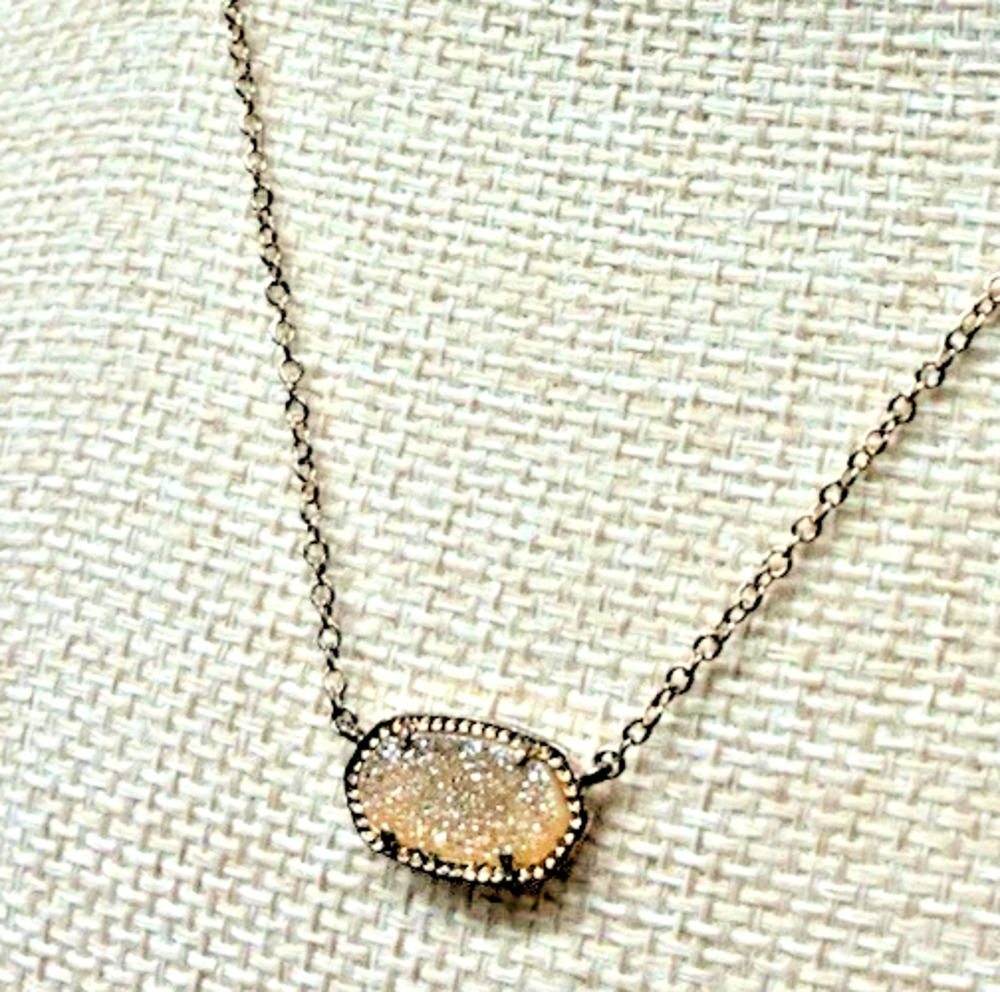 Kendra Scott Elisa Vermeil Pendant Iridescent Drusy Gold Tone Necklace w/Bag L4